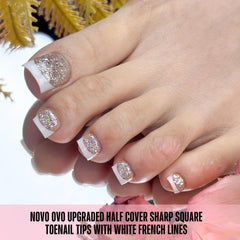 NOVO OVO guiding lines show center alignment on toe nail tips for precision