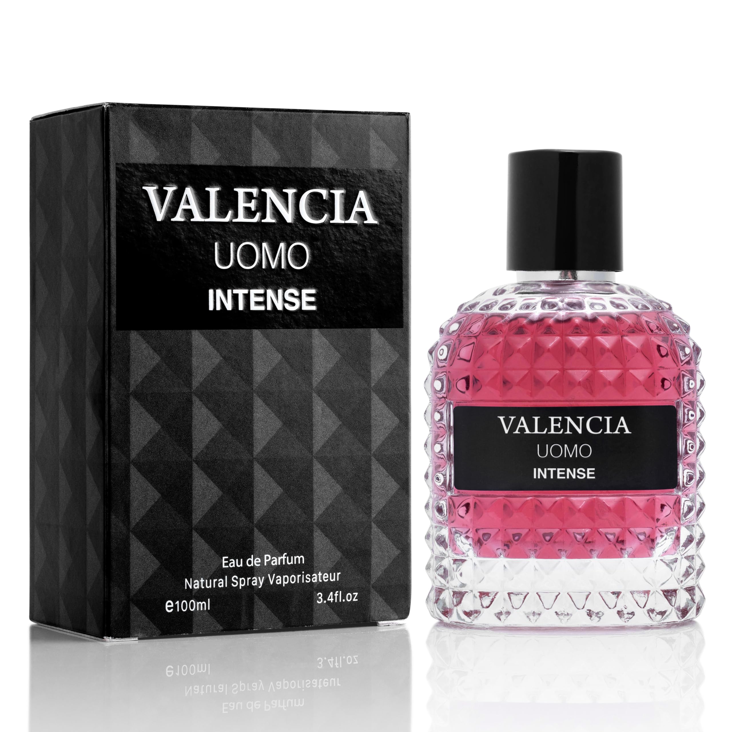 NovoGlow Valencia UOMO Intense bottle front view for an elegant evening