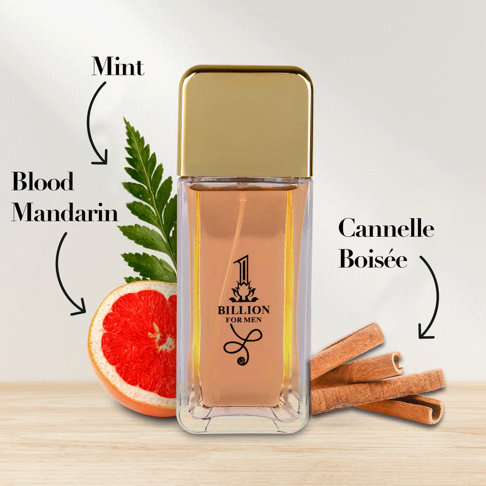 NovoGlow 1 Billion EDT base notes closeup with leather and amberketal