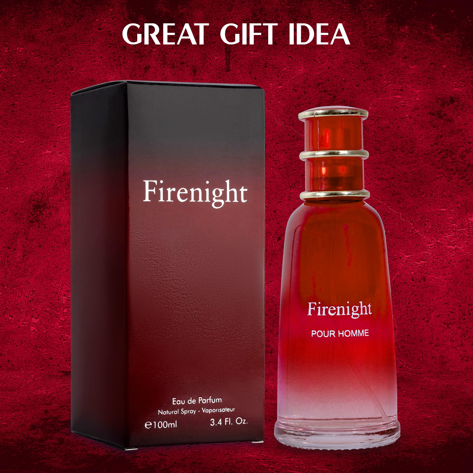 NovoGlow Firenight brand logo highlights a premium, gift-ready men's fragrance.