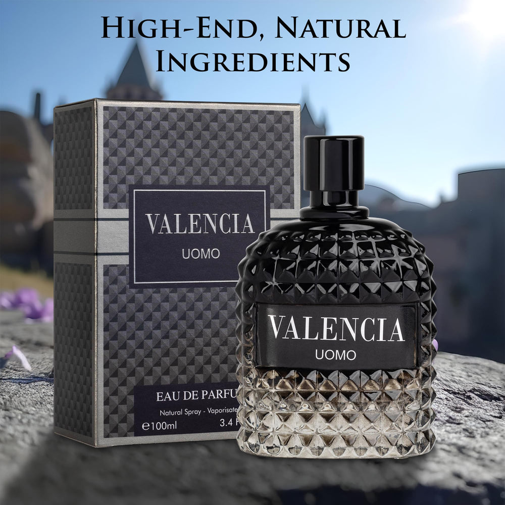 NovoGlow Valencia UOMO vetiver base texture conveys lasting warmth