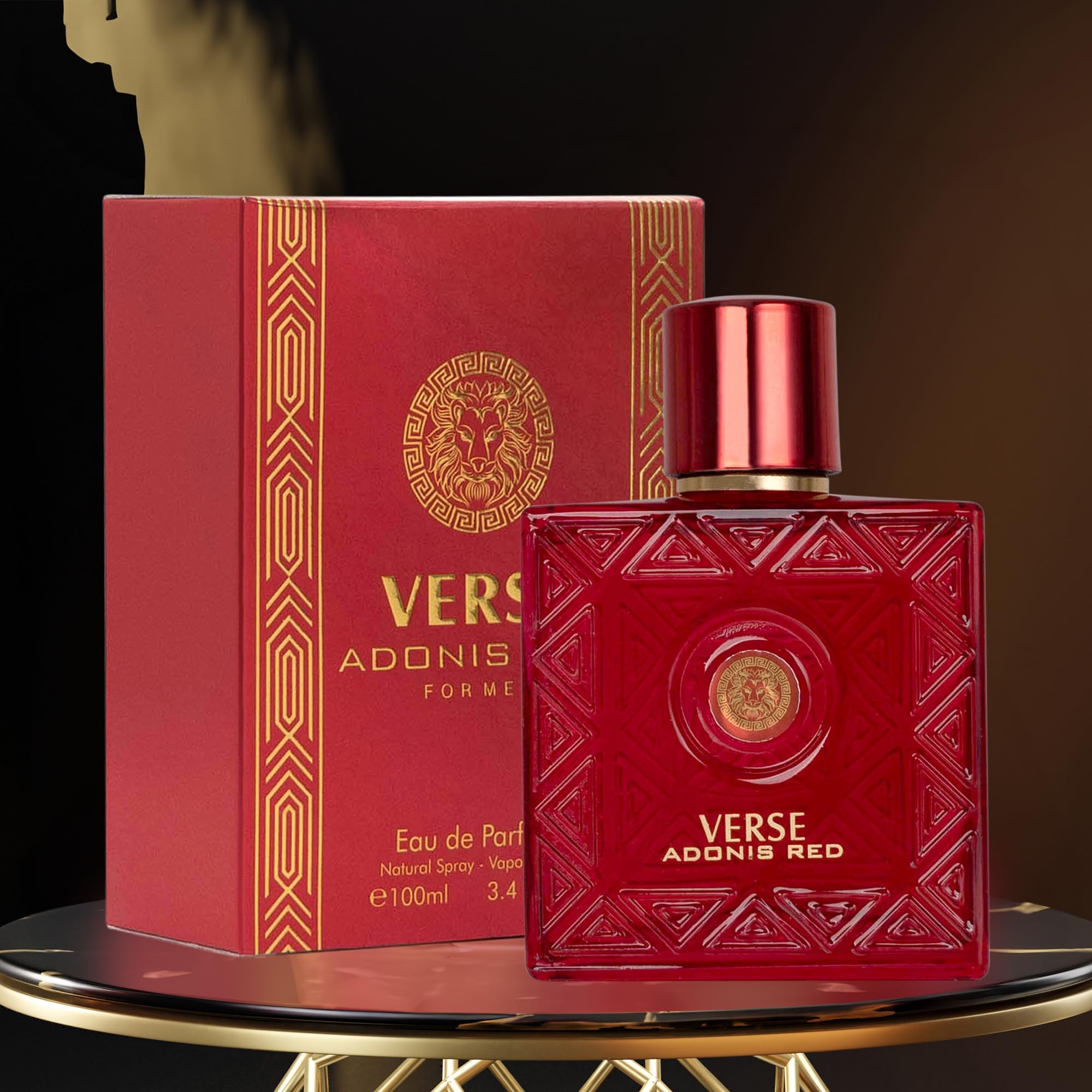 NovoGlow Verse Adonis Red cap detail shows elegant craftsmanship.