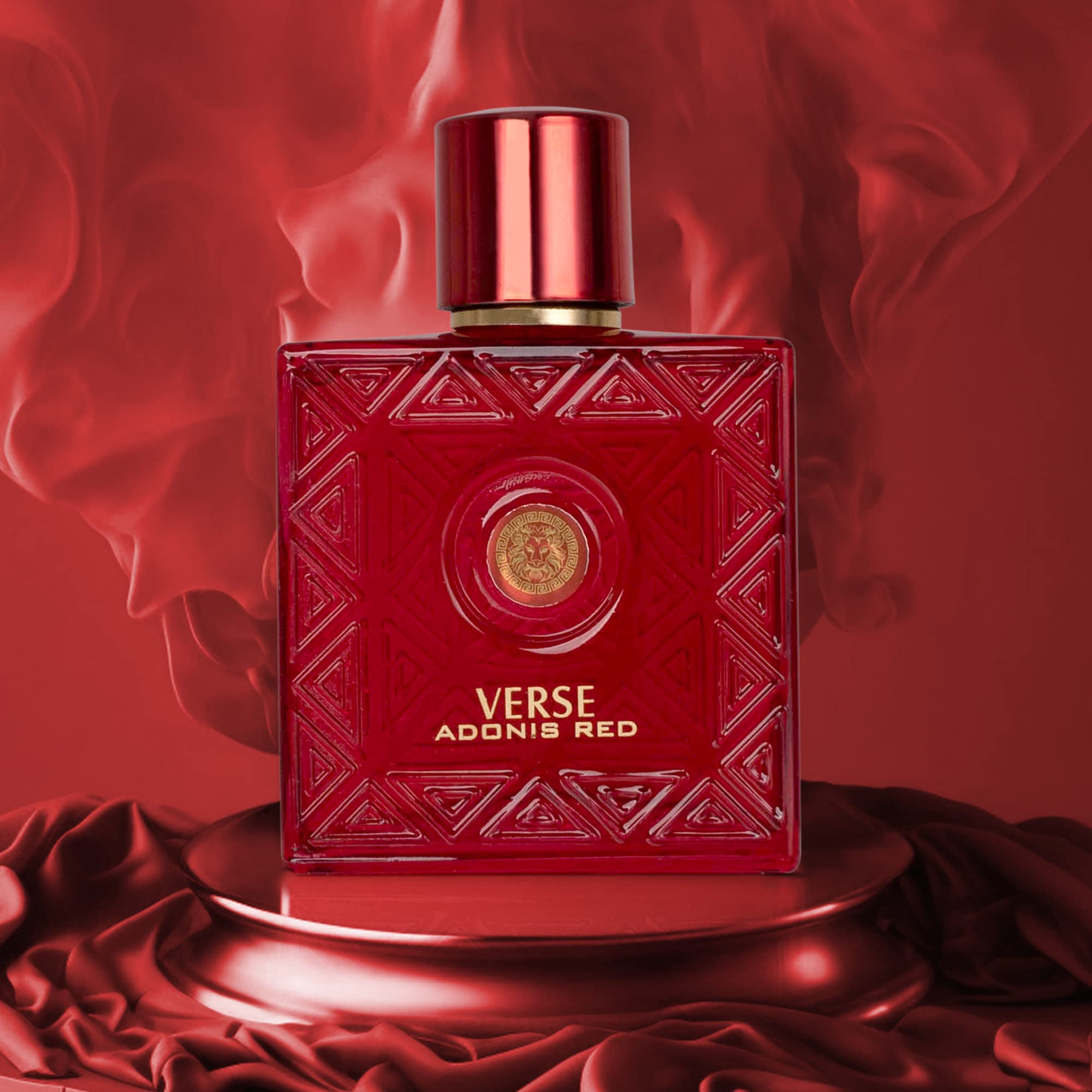NovoGlow Verse Adonis Red notes graphic highlights fruity and woody profile.