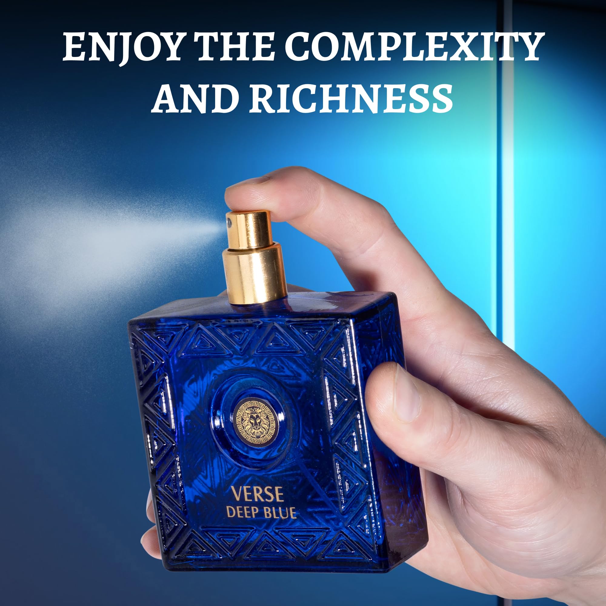 NovoGlow Verse Deep Blue daily-use image shows versatile daytime fragrance.