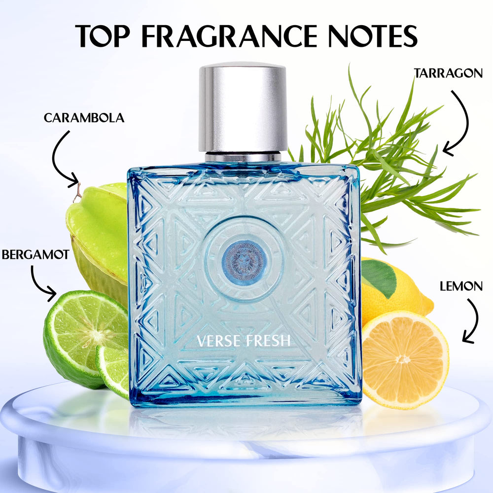NovoGlow Verse Fresh label close-up highlighting premium notes
