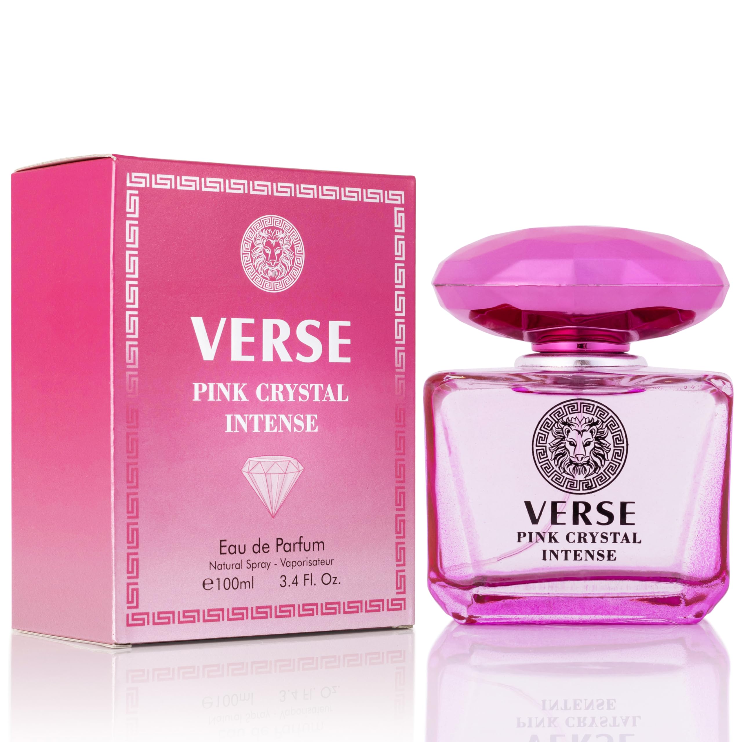 NovoGlow Verse Pink Crystal Intense bottle front for everyday elegance.