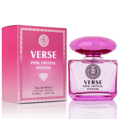 NovoGlow Verse Pink Crystal Intense bottle front for everyday elegance.
