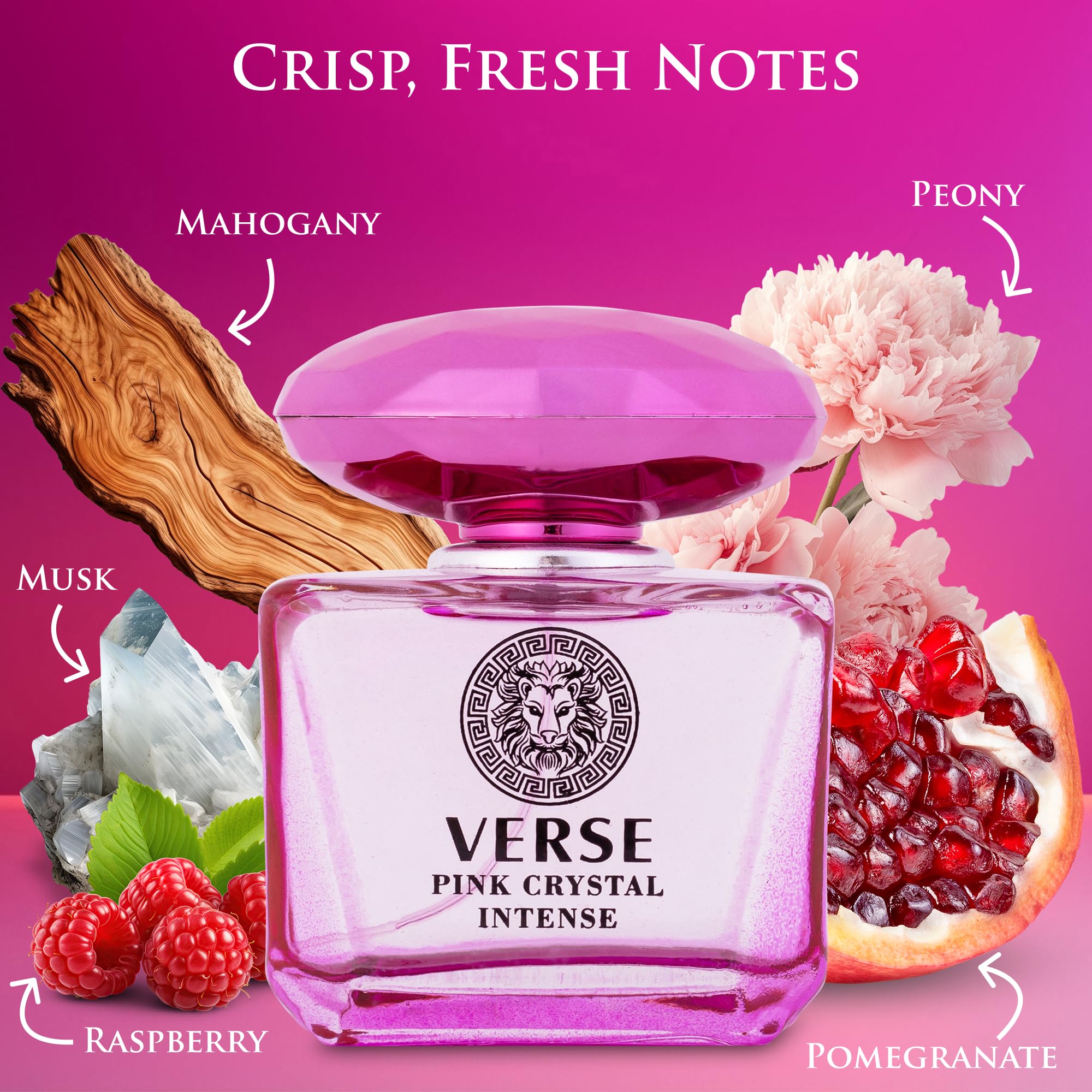 NovoGlow Verse Pink Crystal Intense cap close highlights premium packaging.