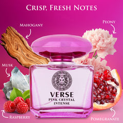 NovoGlow Verse Pink Crystal Intense cap close highlights premium packaging.