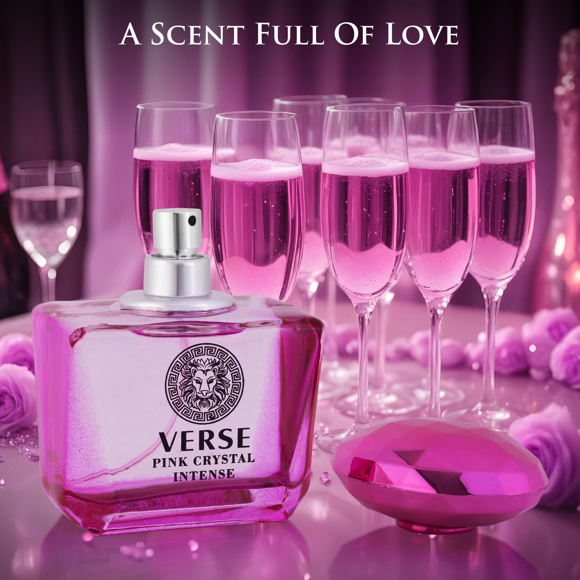 NovoGlow Verse Pink Crystal Intense gift-ready packaging for special occasions.