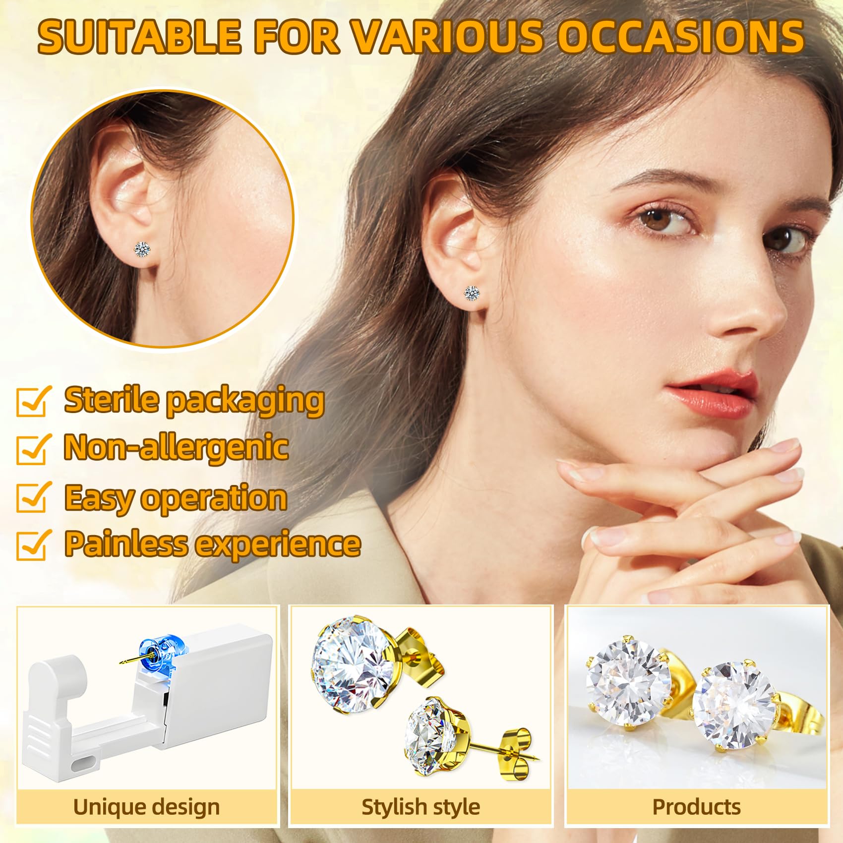 Novopiercing cleaning pads included for post-piercing hygiene