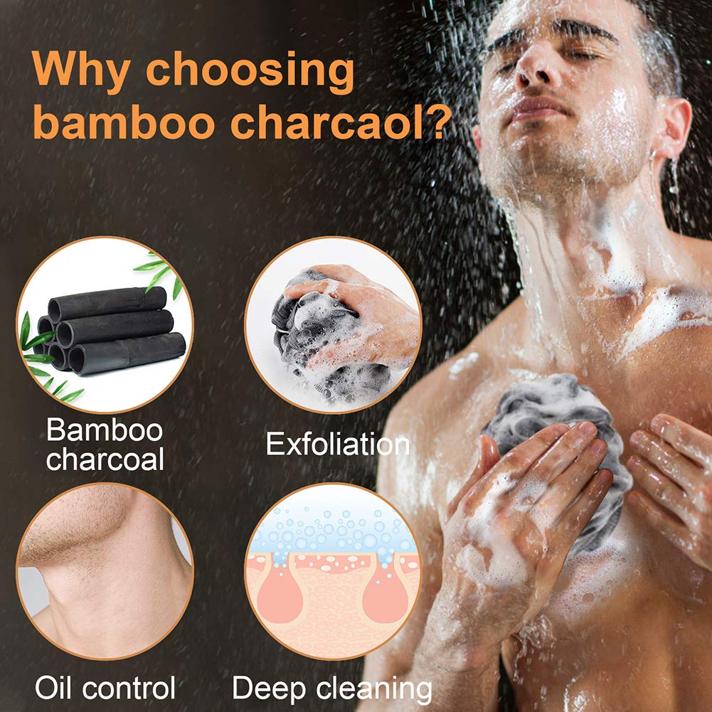 Novosun loofah mesh pouf produces rich lather with gel cleanser