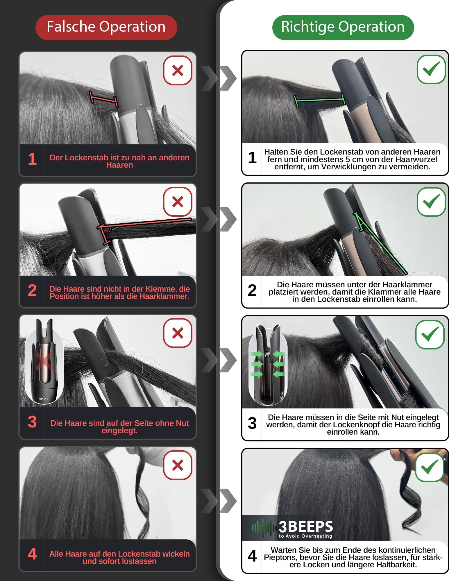 NOVUS 30-minute auto shut-off helps prevent unattended styling mishaps.