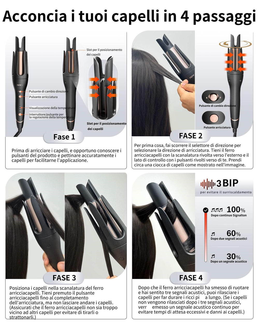 NOVUS ceramic-coating close-up highlights frizz-control for shinier hair.