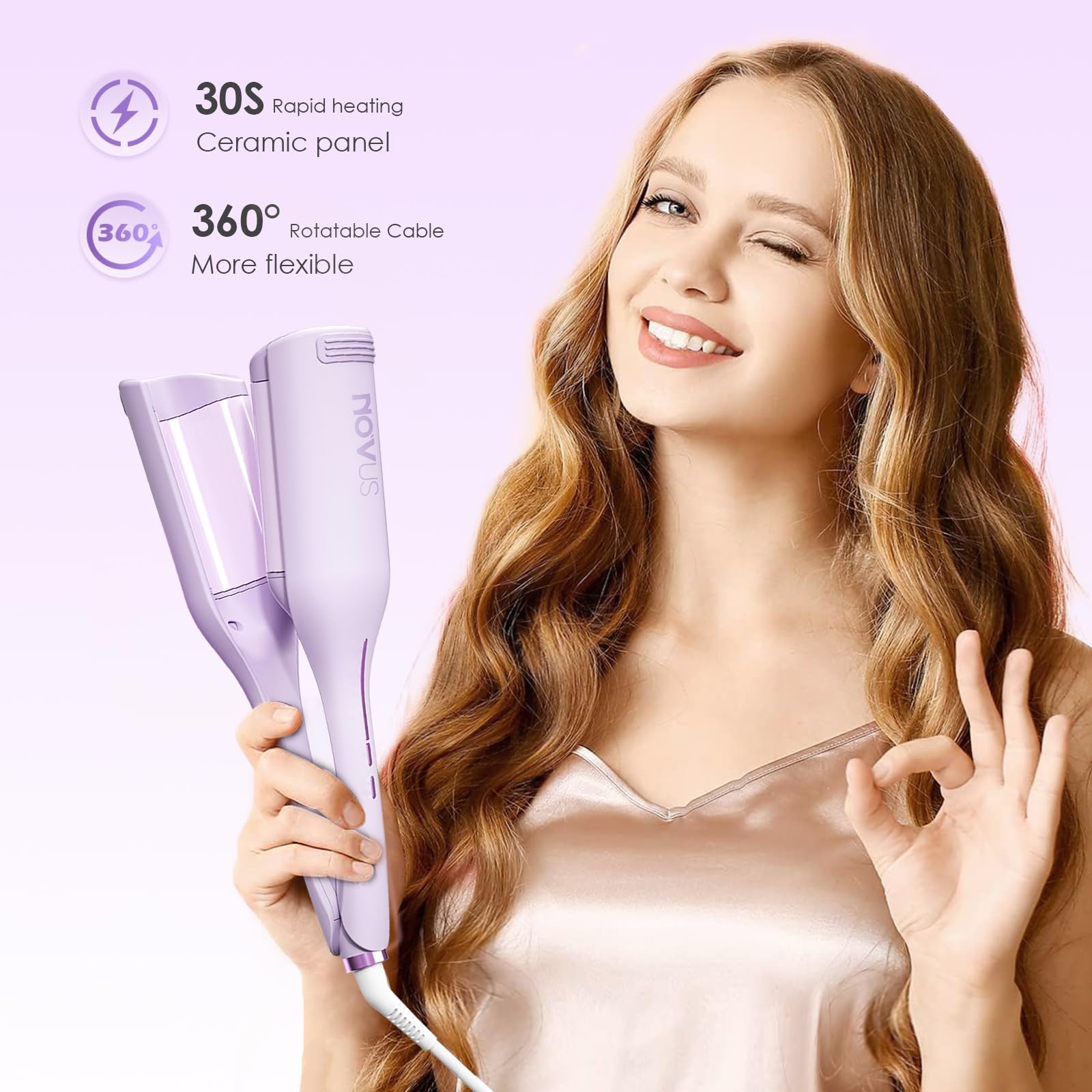 NOVUS Curling Iron Waver 360-degree cord for flexible styling