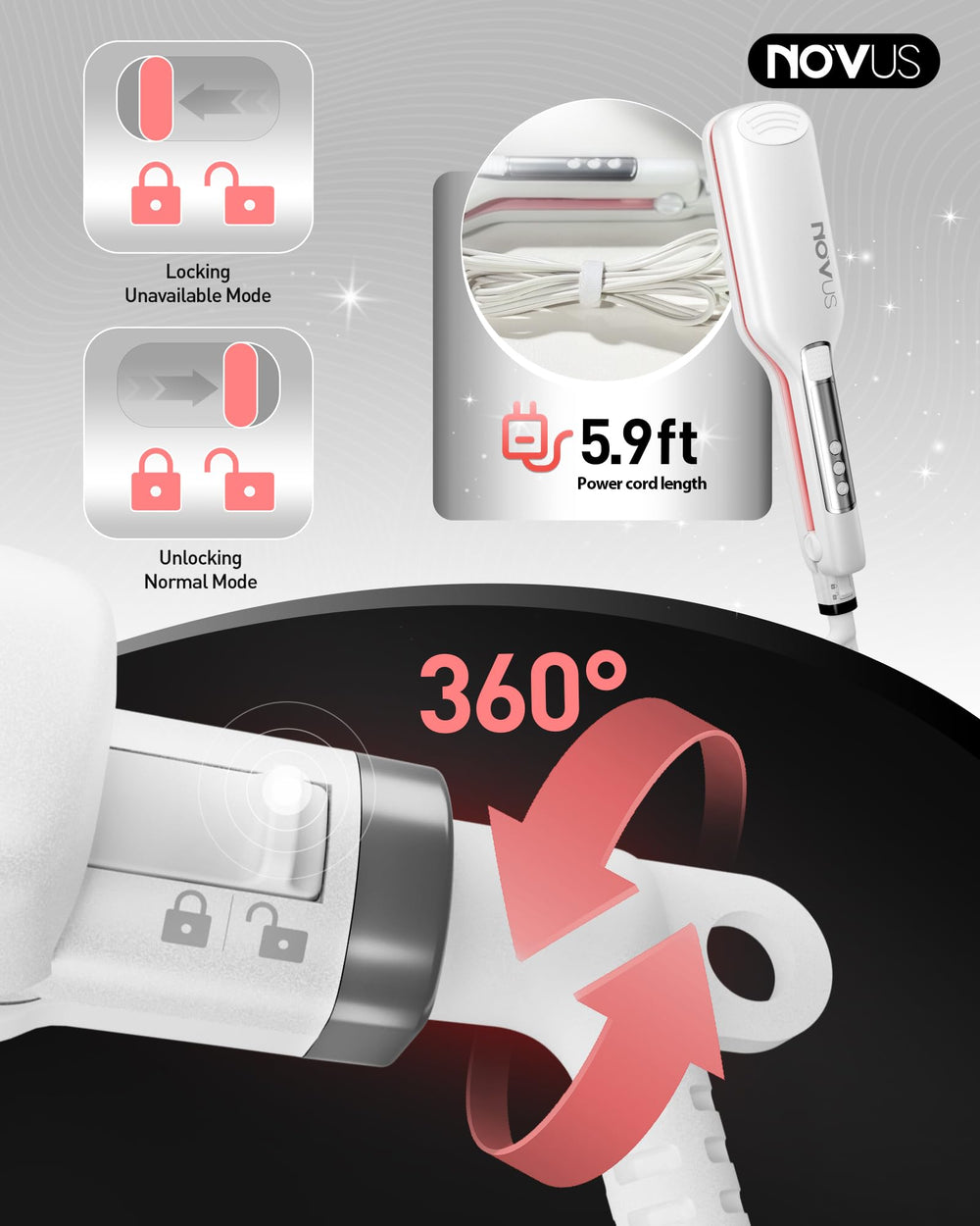 NOVUS diagnostic feature displays error codes like 888 for quick troubleshooting.