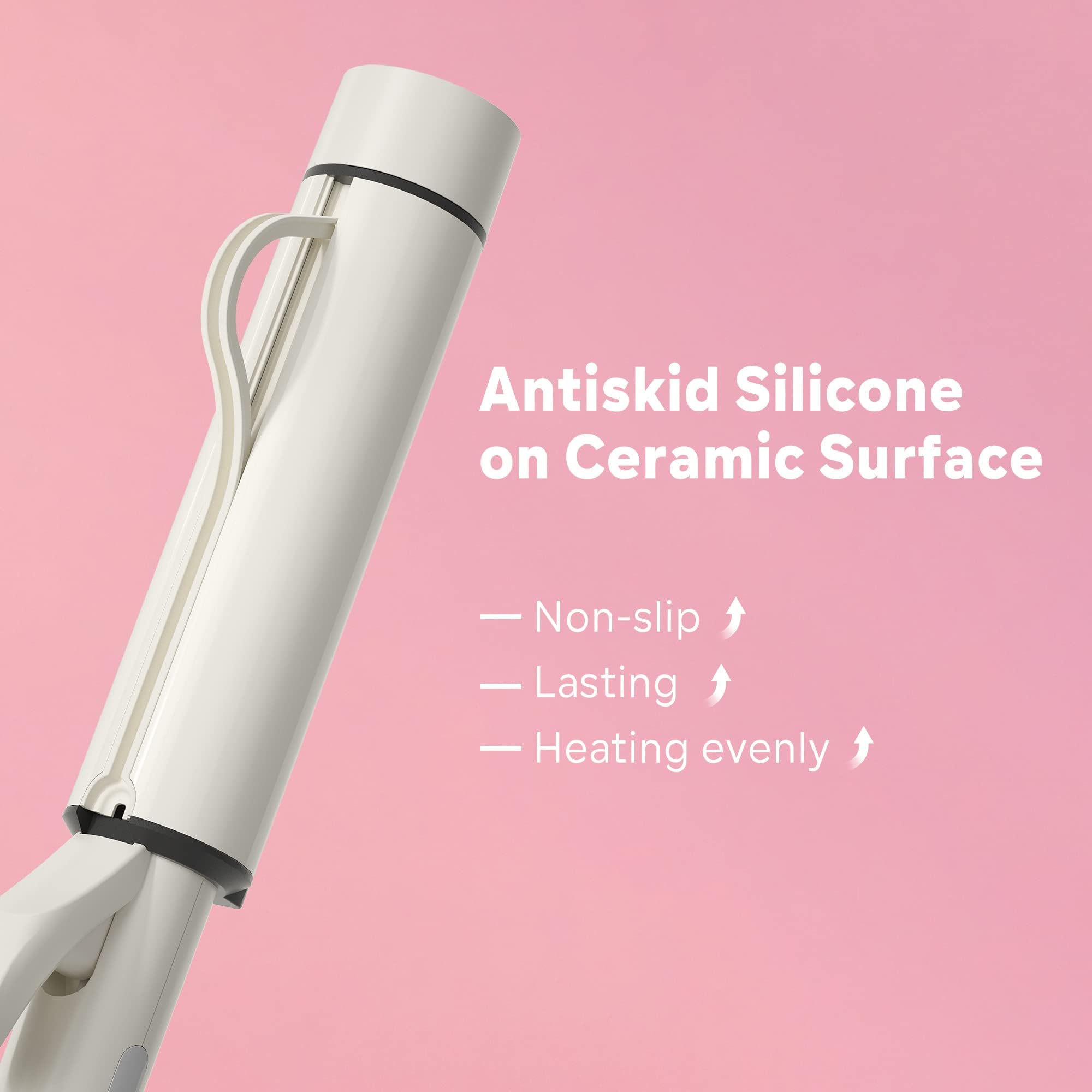 NOVUSPRO curling wand clips secure hair for precise, efficient curling.