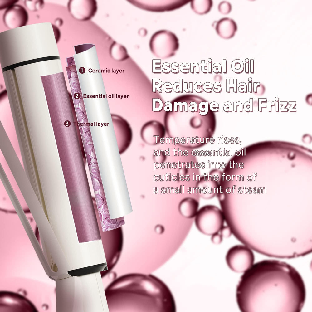 NOVUSPRO curling wand heat settings display indicates temperature options for versatile styling.