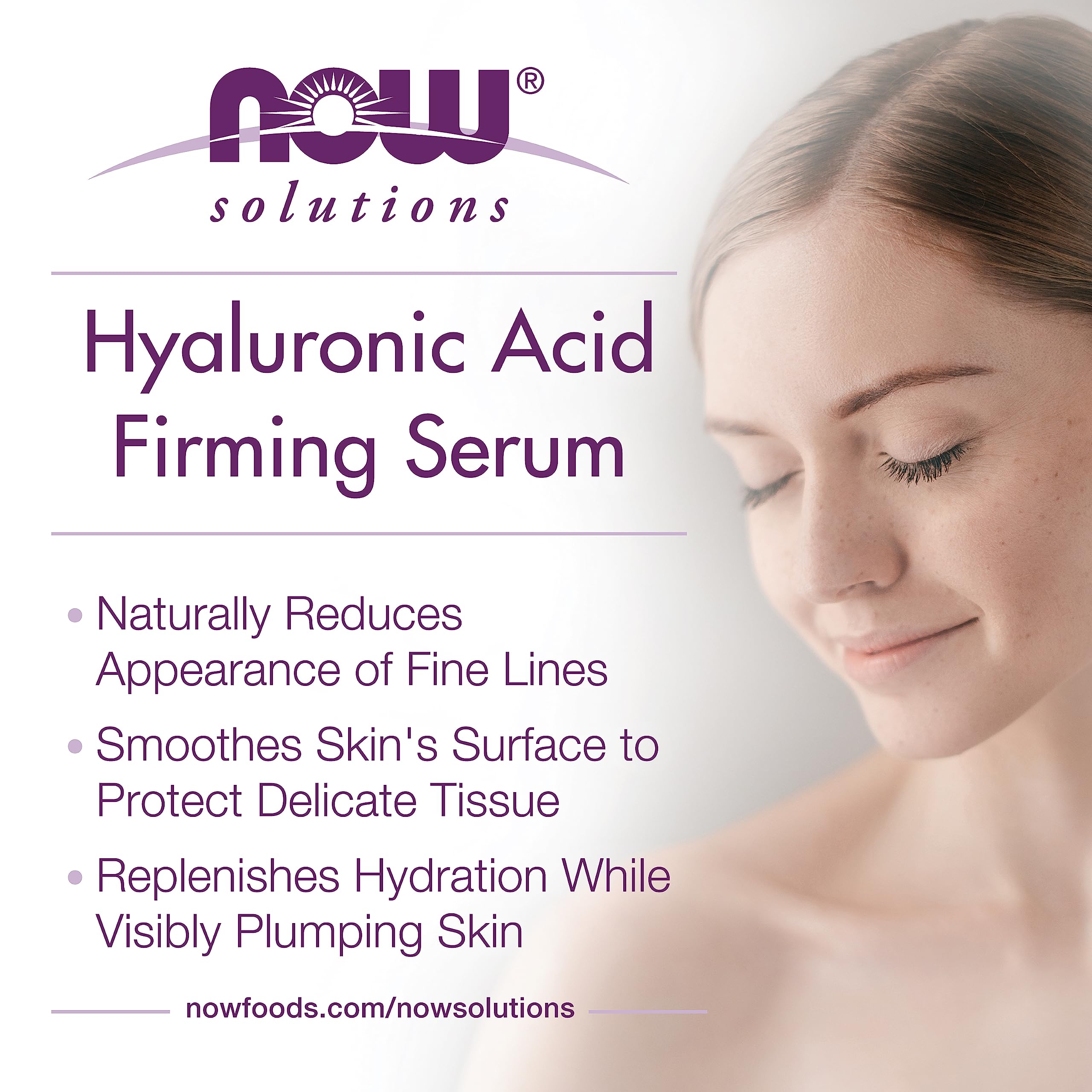 NOW Foods Hyaluronic Acid Serum eye-area usage shows target fine lines softening potential.