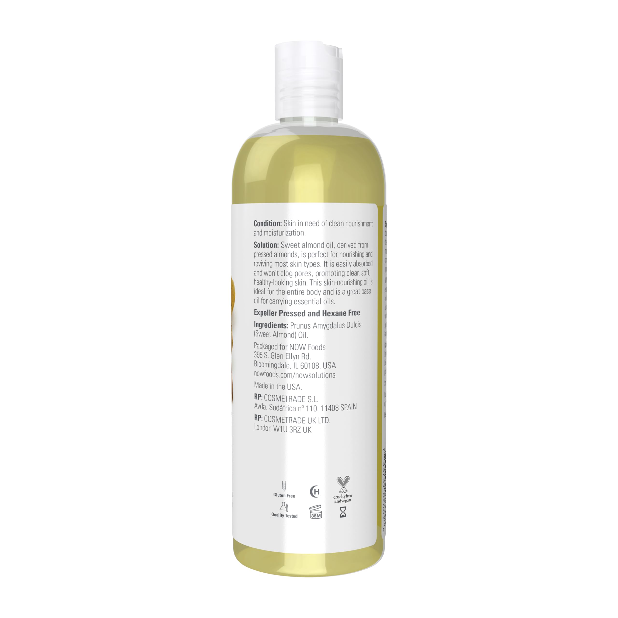 NOW Foods Sweet Almond Oil non-clogging formula keeps pores clear.