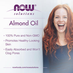 NOW Foods Sweet Almond Oil pour—easy application for skin.