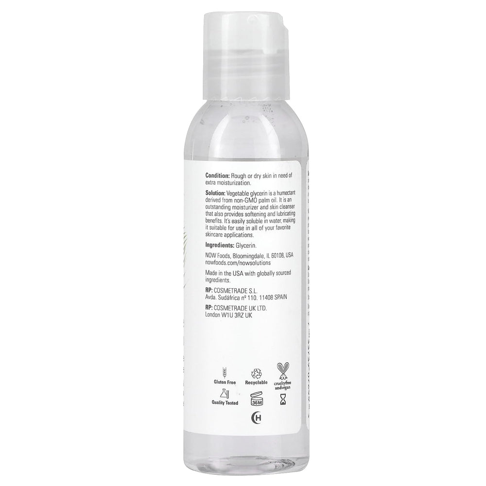NOW Foods Vegetable Glycerin 4oz packaging on display for natural formula