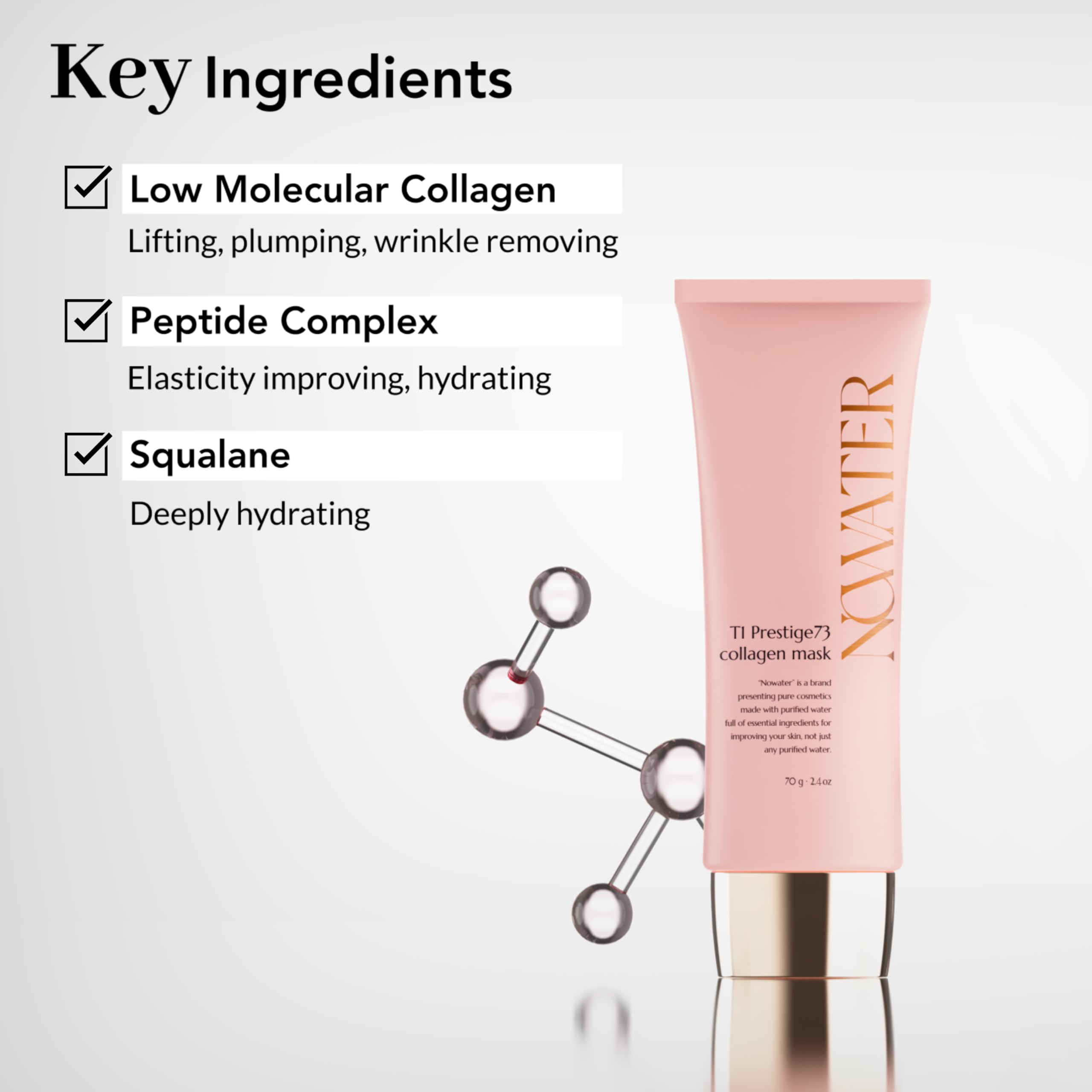 NOWATER dermatologist-tested badge signals safe use across skin types.