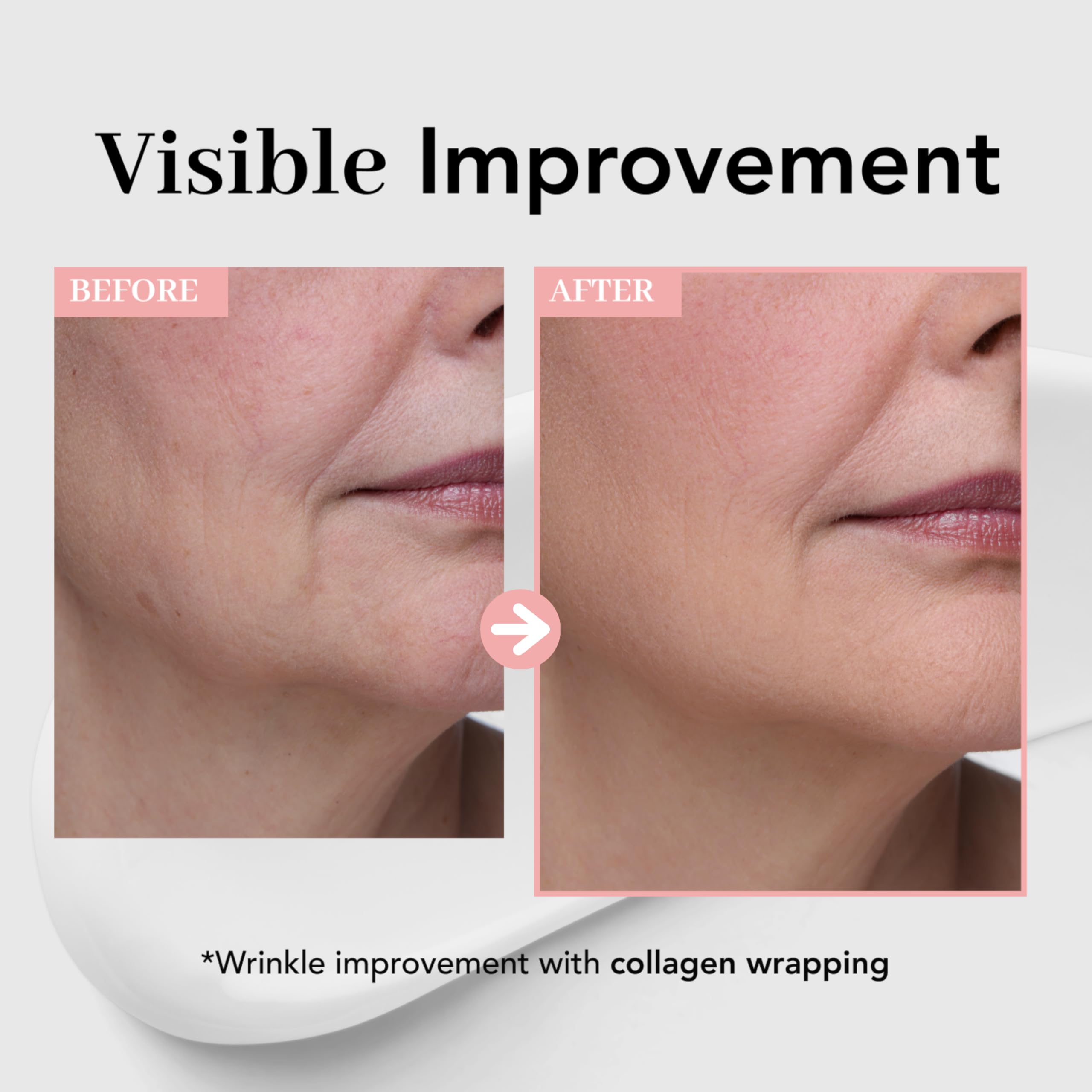 NOWATER Collagen Wrapping Mask on face demonstrates smooth, even application.