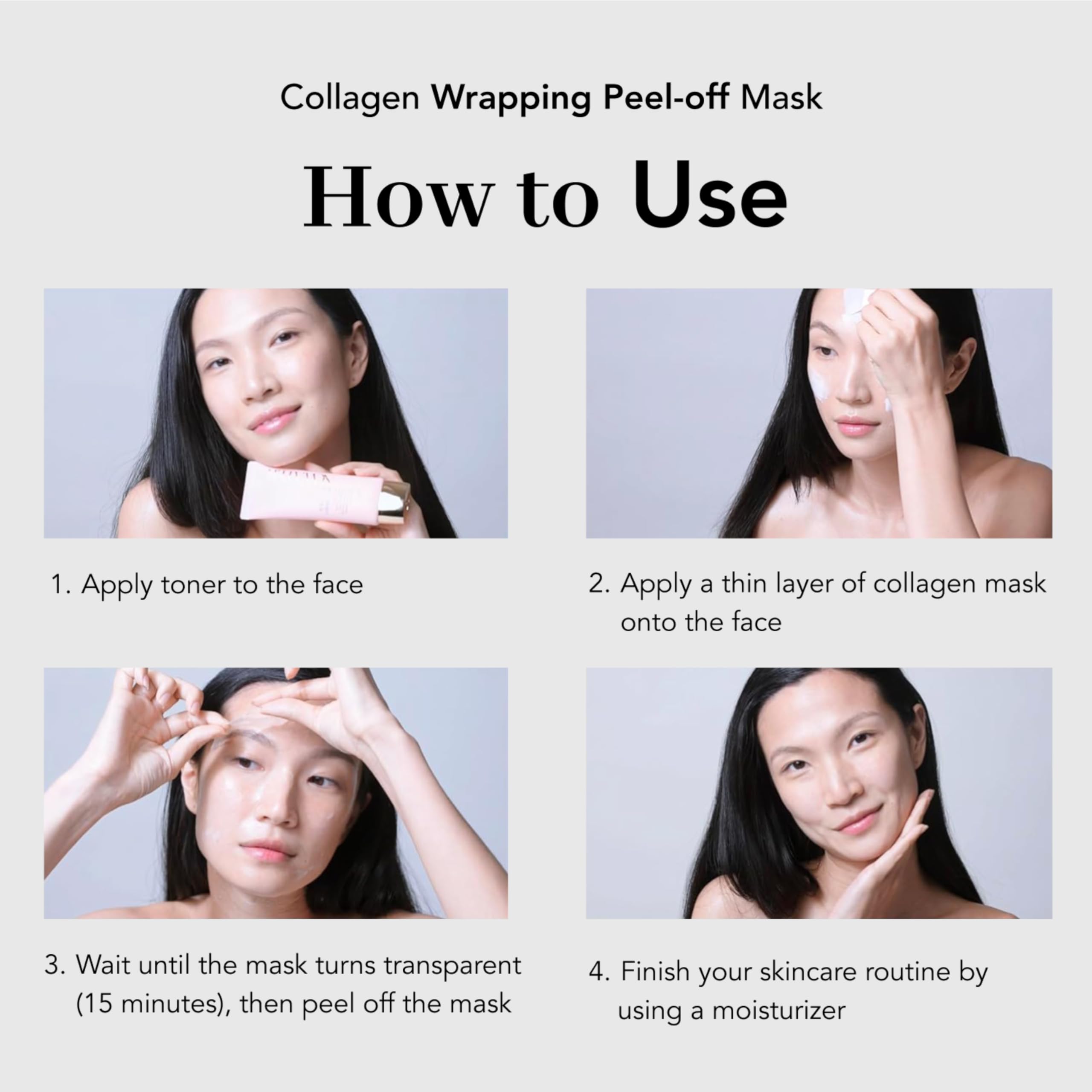 NOWATER Collagen Wrapping Mask after use reveals a hydrated, radiant complexion.