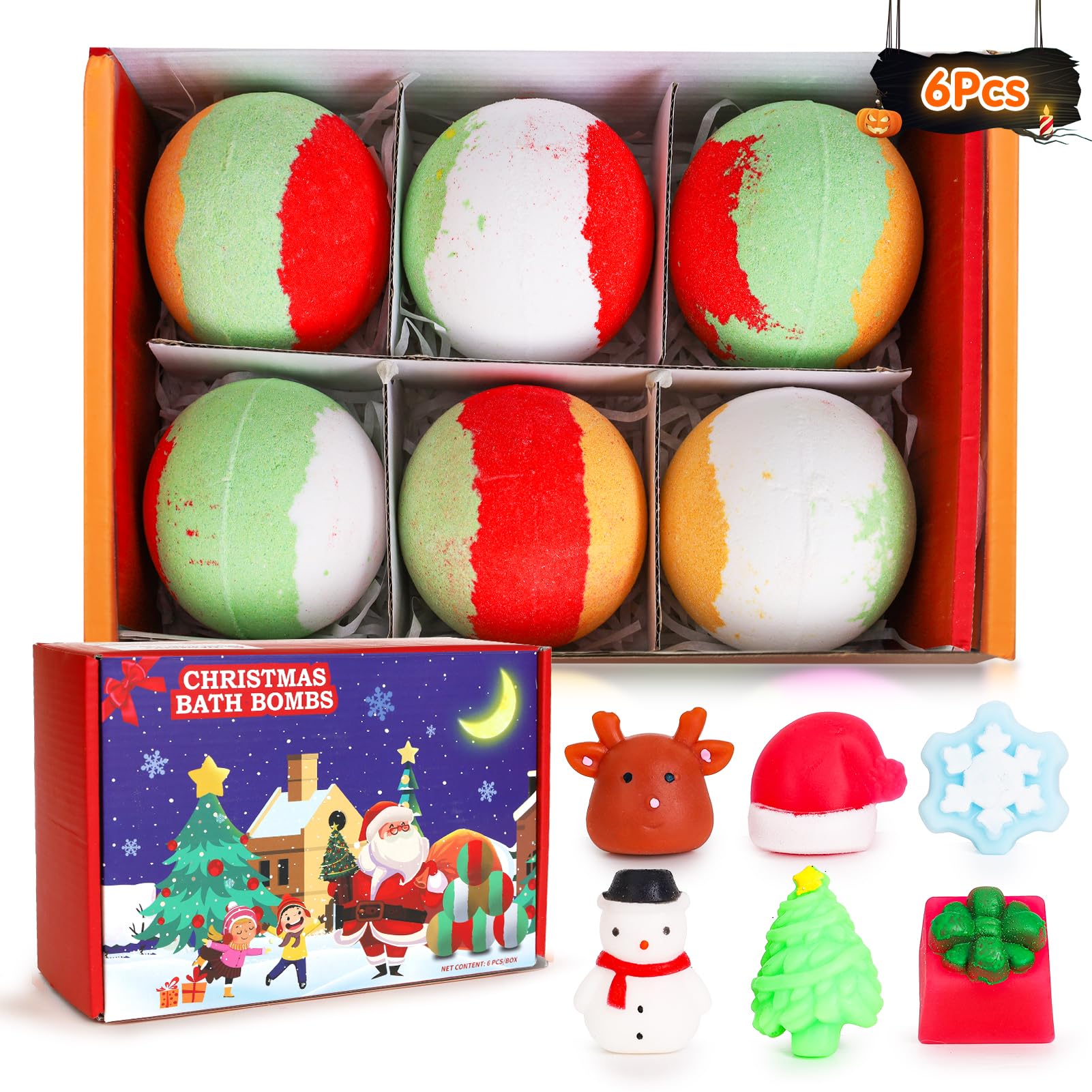 NPET Christmas tree bath bomb releasing vibrant color and joyful scents.