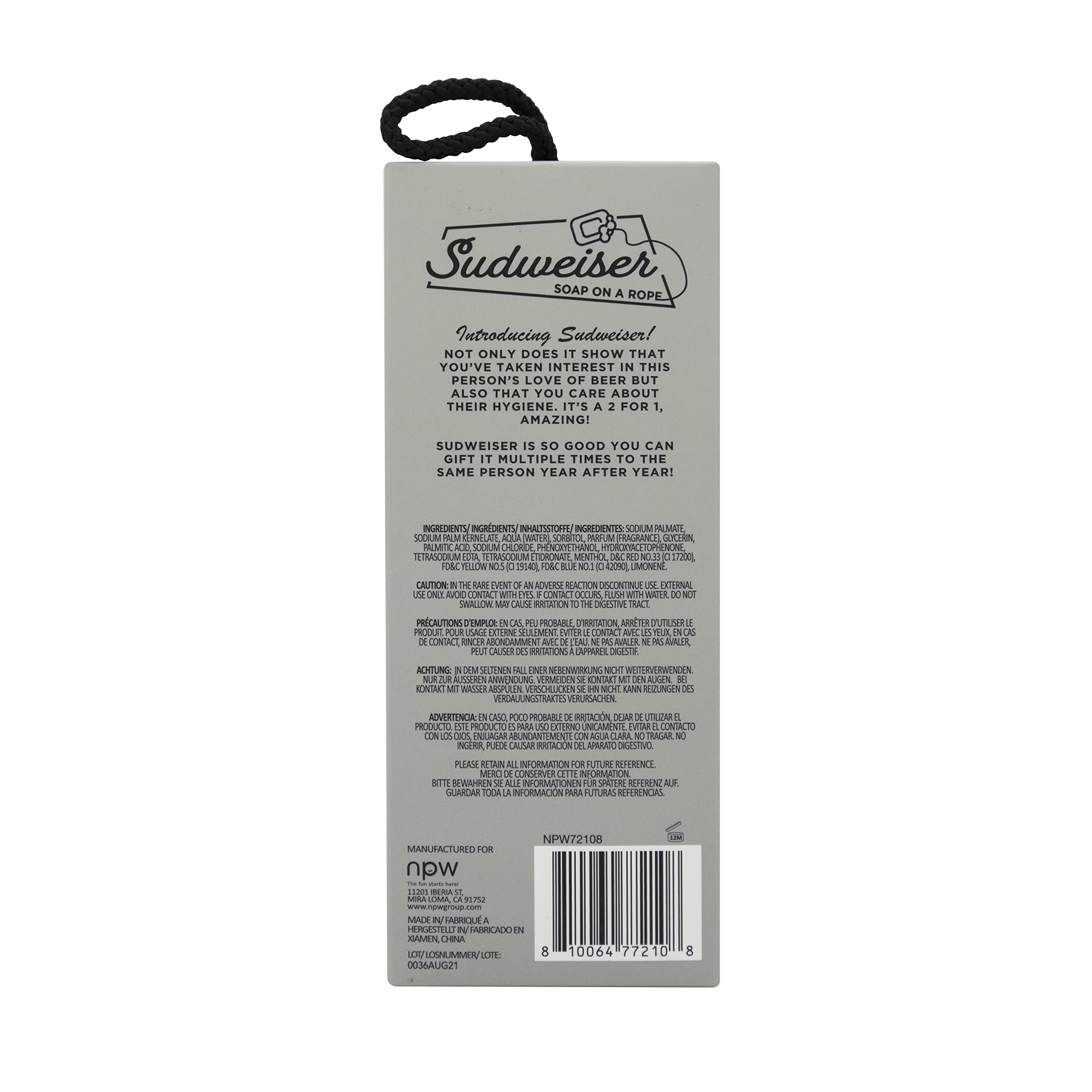 NPW Sudweiser rope grip aids shower time without dropping the soap.