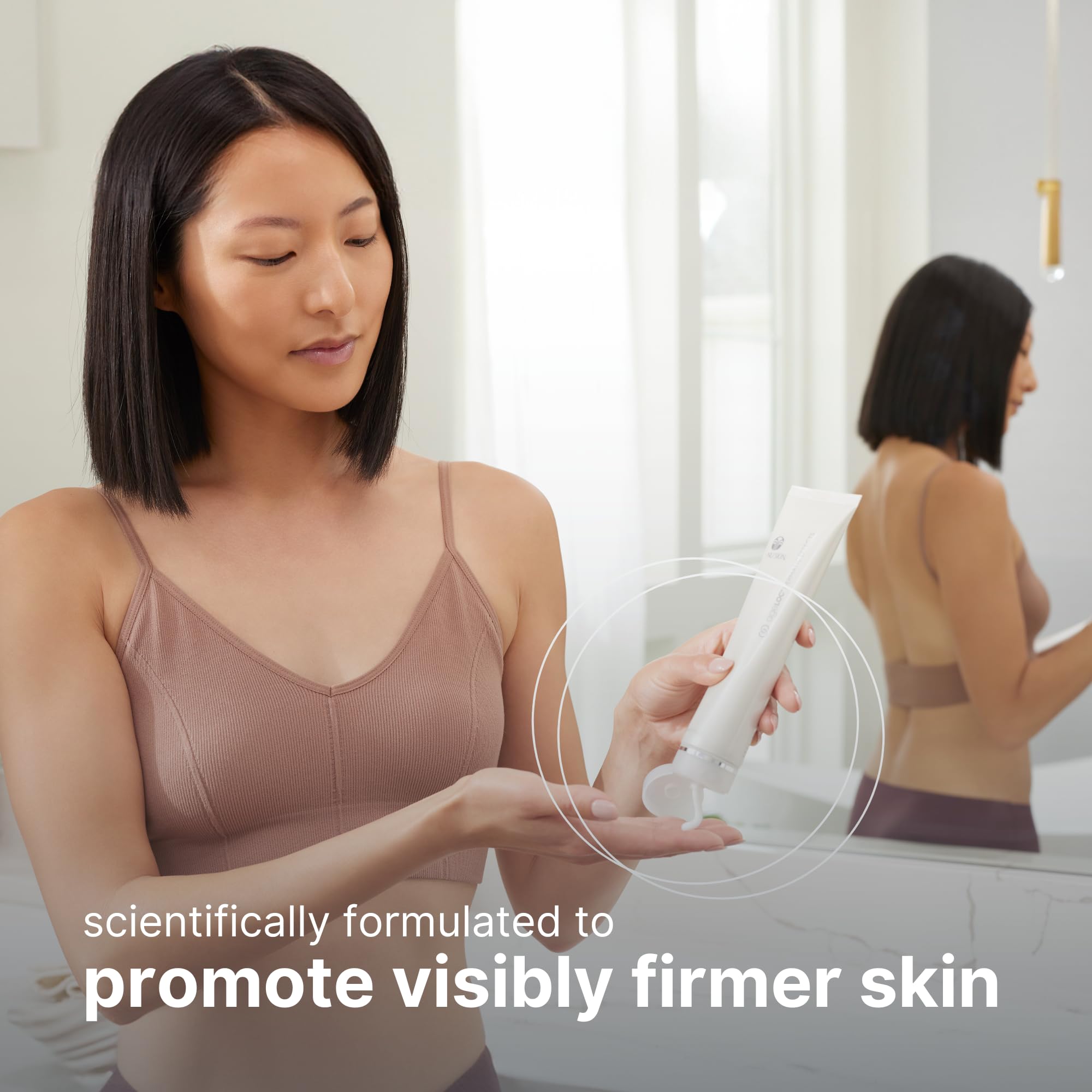 Nu Skin ageLOC Dermatic Effects lotion-application demonstrates silky texture on skin.