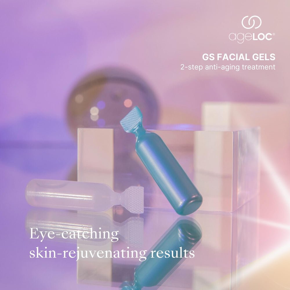 Nu Skin ageLOC GS eight ampoules pack displayed for at-home routine.