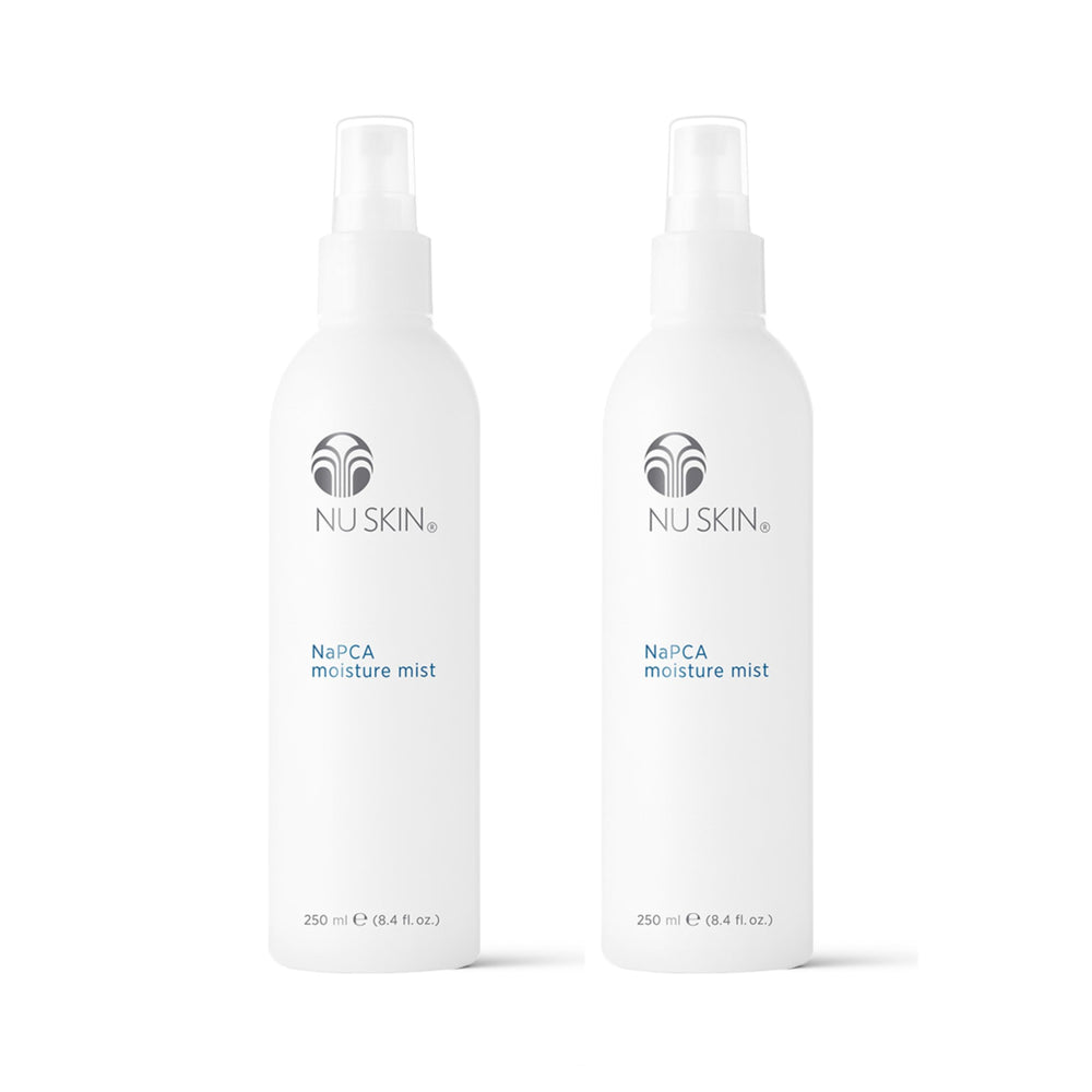 Nu Skin NaPCA Moisture Mist bottle ready for on-the-go facial hydration.