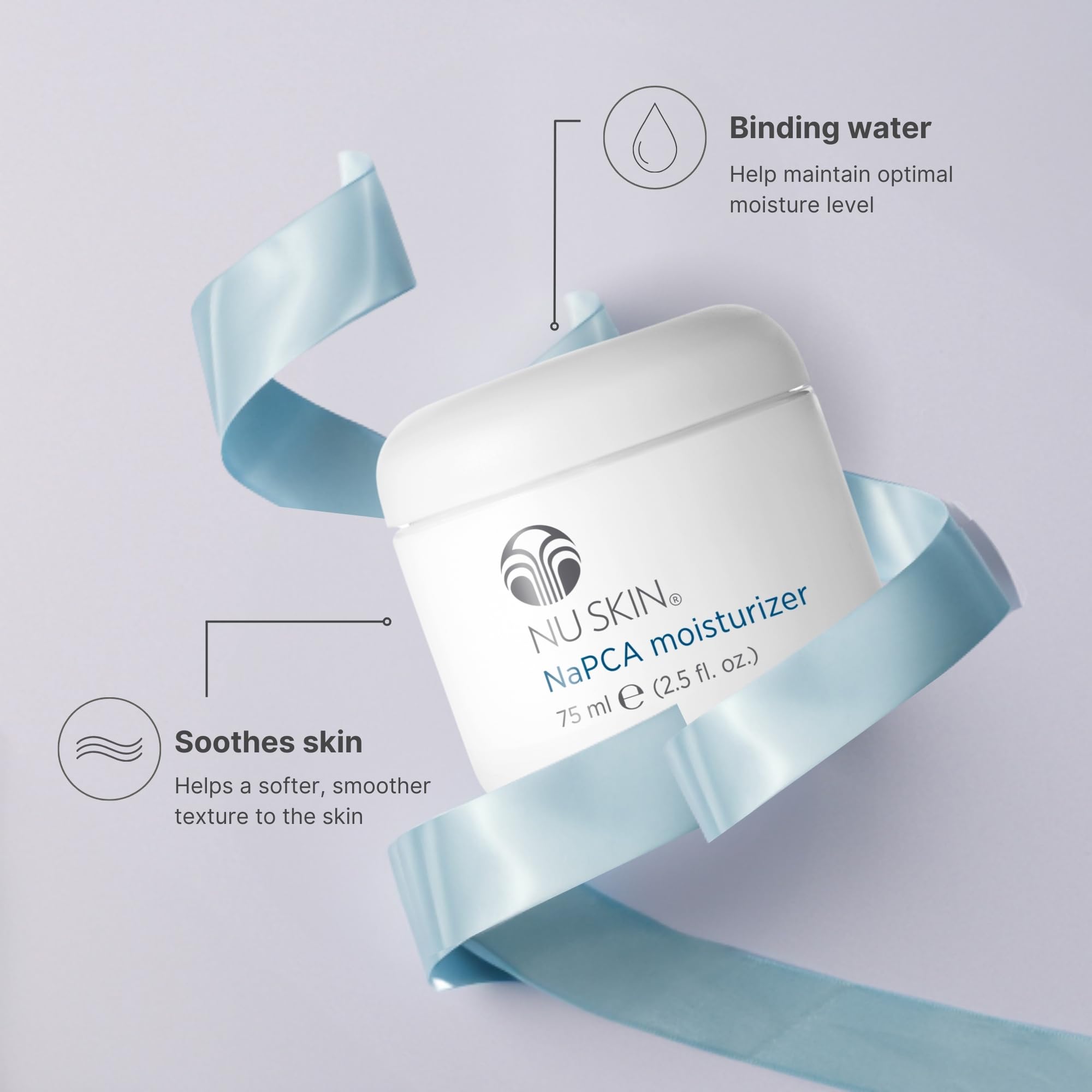Nu Skin NaPCA Moisturizer with vitamin E and aloe soothing skin.