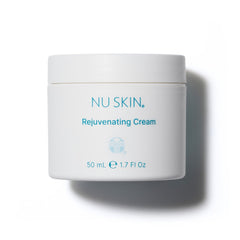 Nu Skin Rejuvenating Cream jar close-up highlighting rich moisture for dry skin.