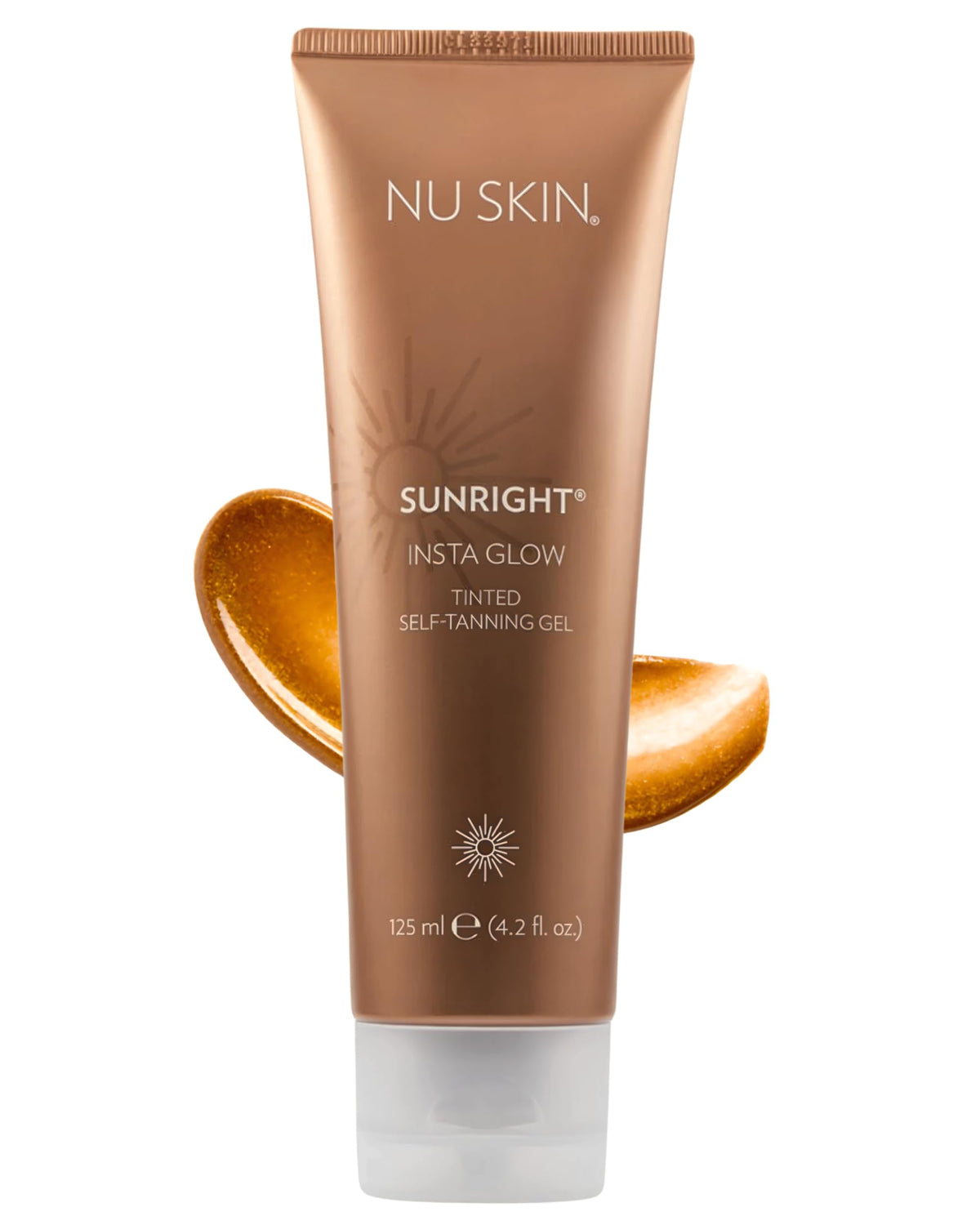 Nu Skin Sunright Insta Glow Self Tanner Gel bottle and pump for an even sun-kissed finish