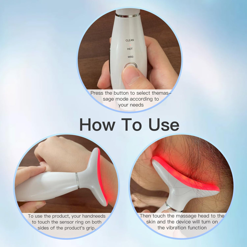 NUAKENE device demonstrating vibration modes for tailored facial massage