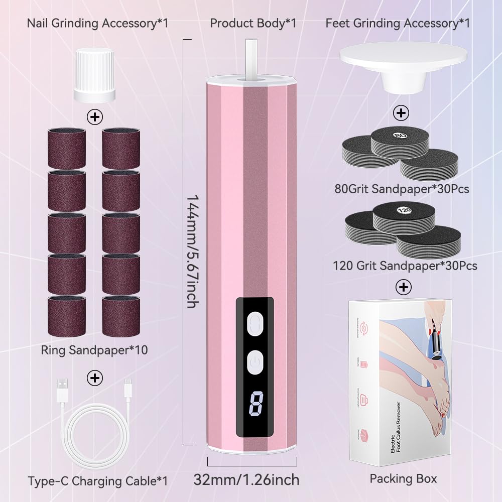 NUAKENE rechargeable foot file 1800mah battery image suggests cordless convenience.