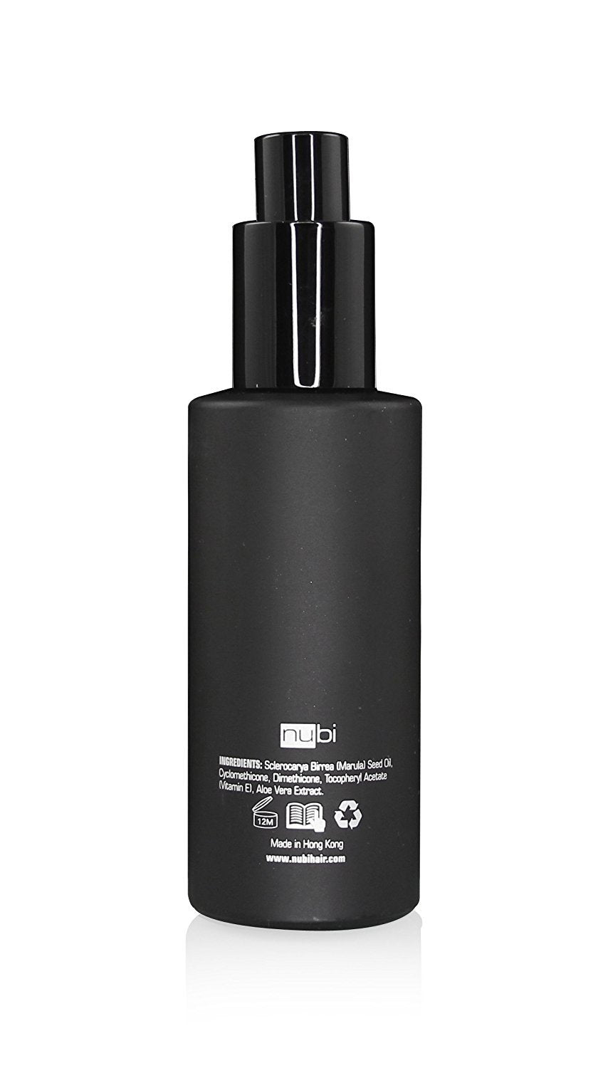 Nubi Hair Marula Anti Frizz Serum after heat styling for silky results.