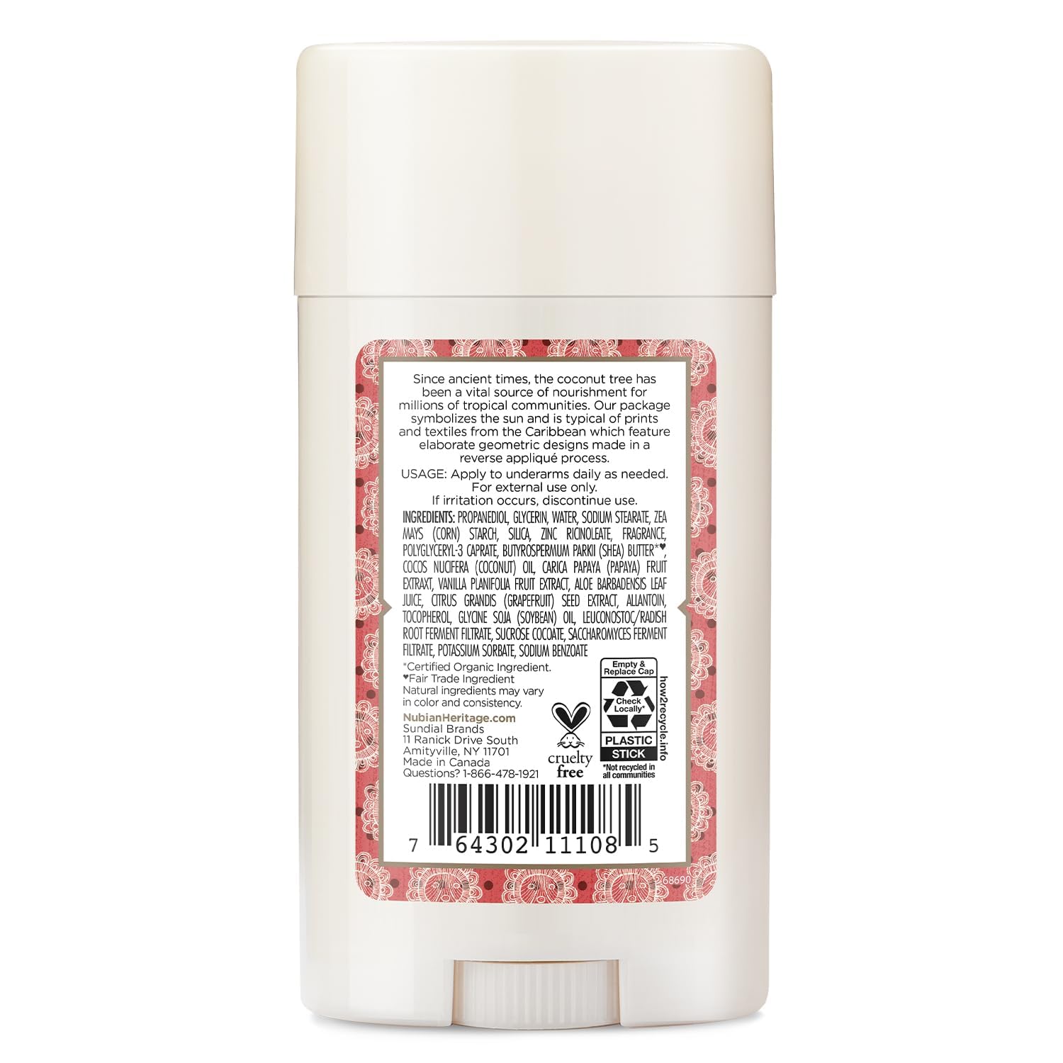 Nubian Heritage coconut papaya deodorant application showing quick absorption and odor control