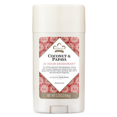 Nubian Heritage aluminum-free deodorant bottle with coconut papaya scent for everyday freshness