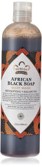 Nubian Heritage Body Wash African Black Soap bottle showcases organic formula for balanced, clean skin.