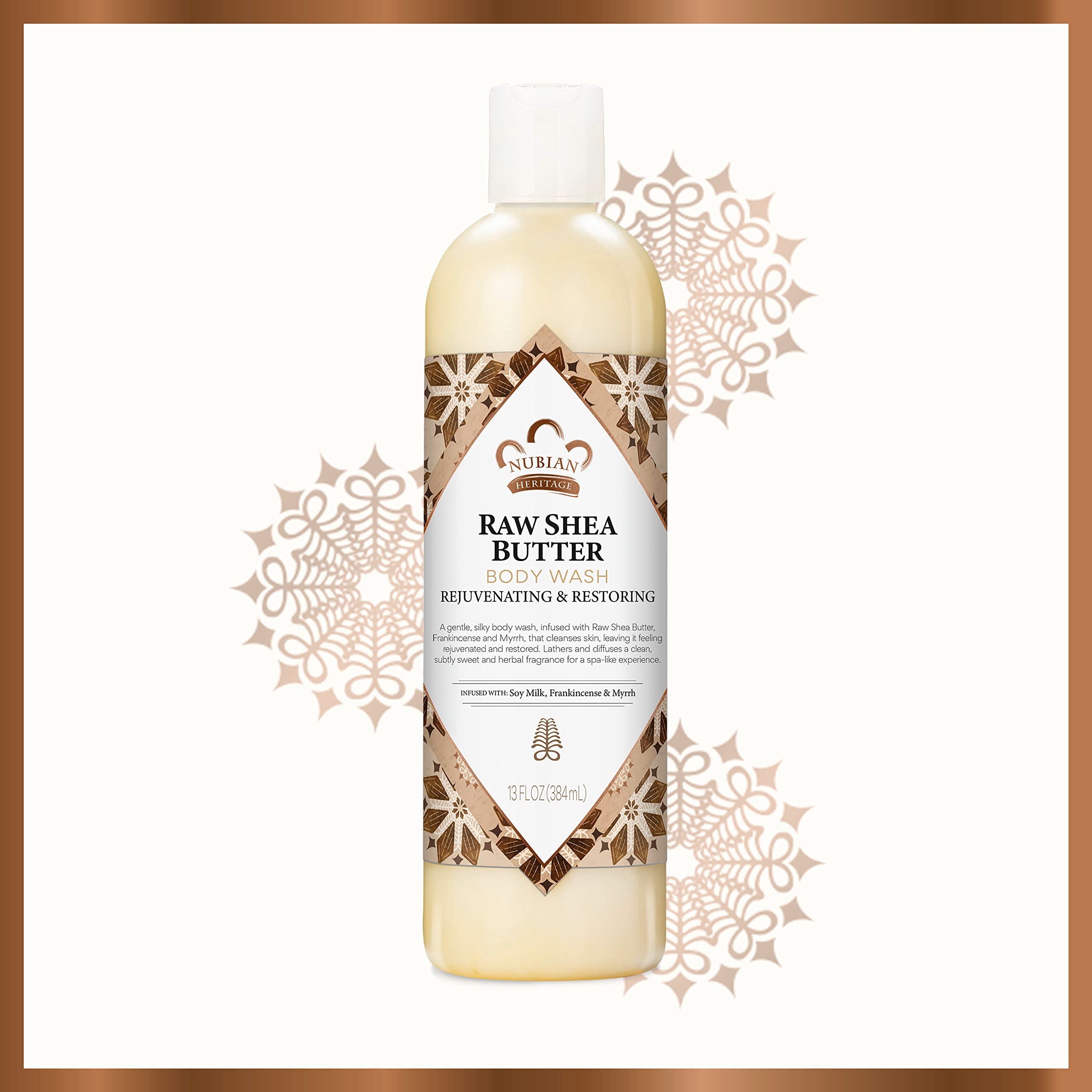 Fragrance detail of frankincense and myrrh in Nubian Heritage wash