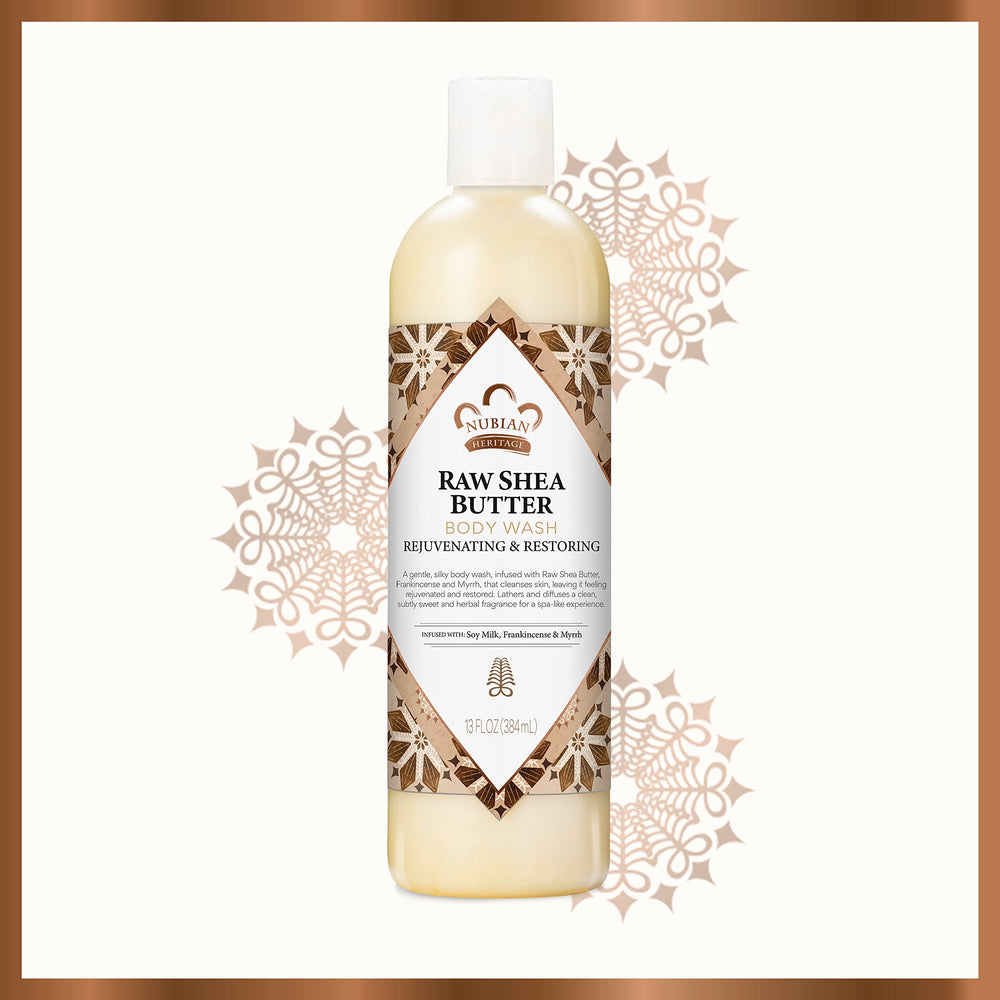 Fragrance detail of frankincense and myrrh in Nubian Heritage wash