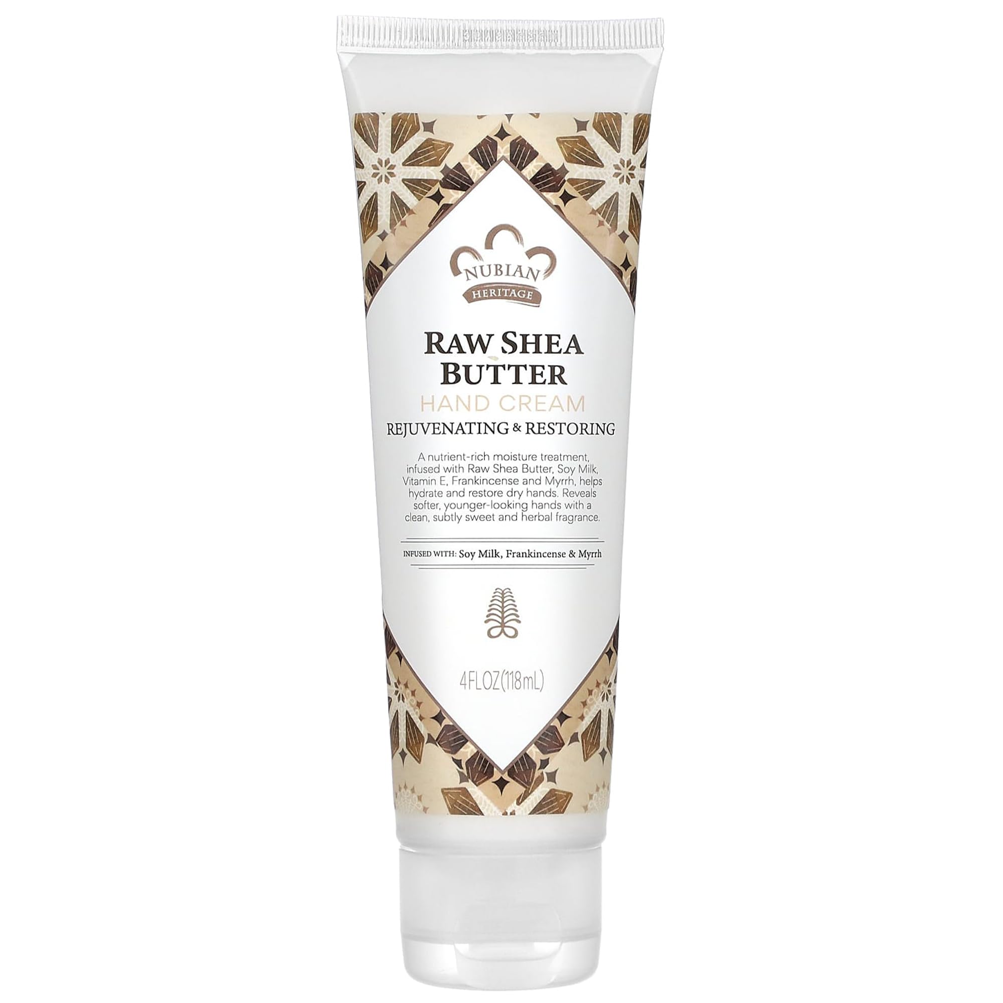 Nubian Heritage hand cream front label emphasizes rich moisture.