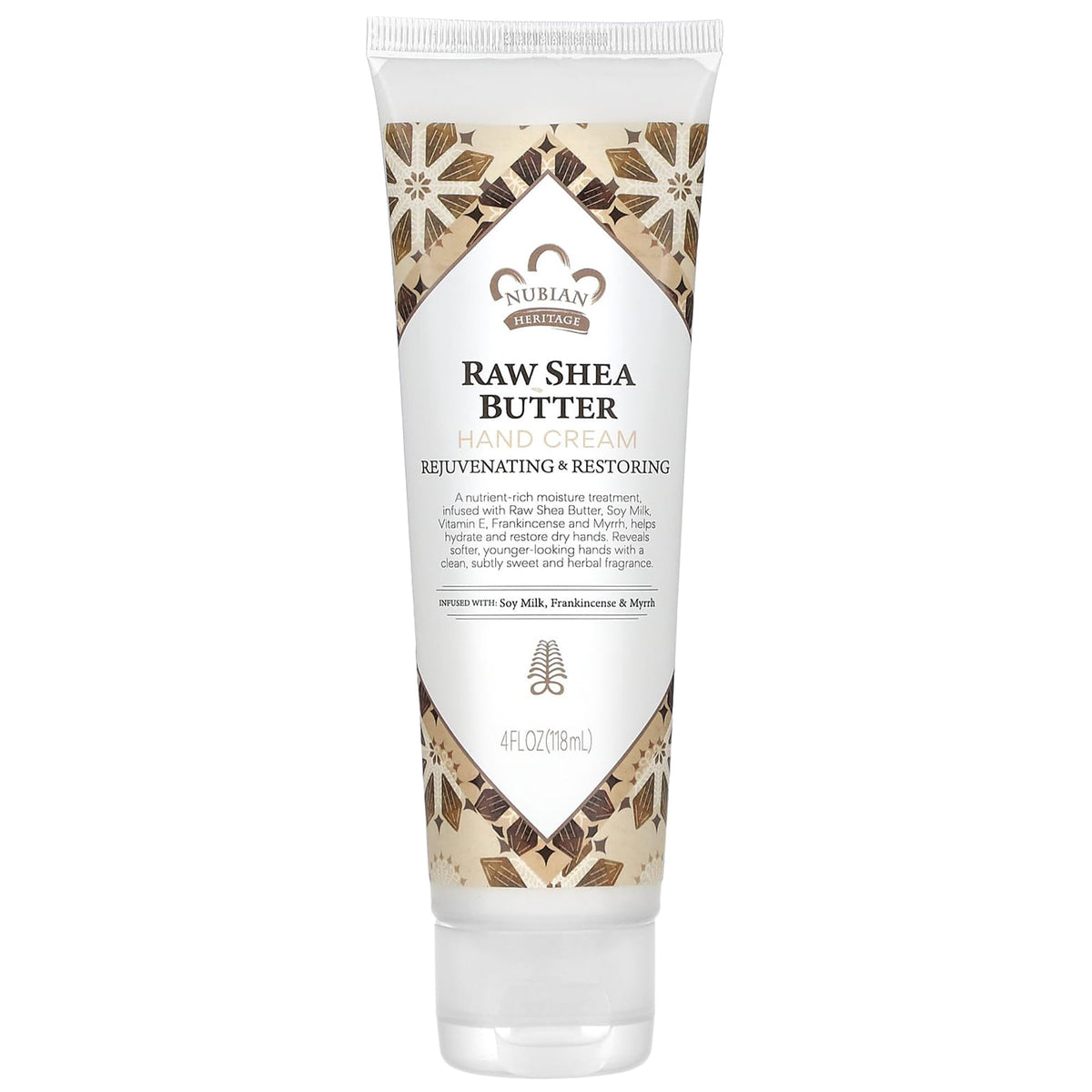 Nubian Heritage hand cream front label emphasizes rich moisture.