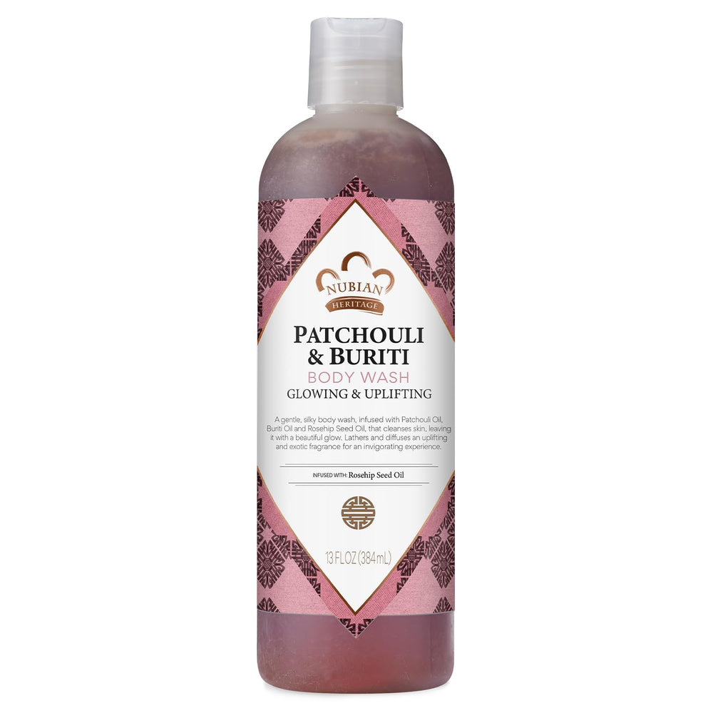Nubian Heritage Patchouli & Buriti bottle-pour for a refreshing cleanse.