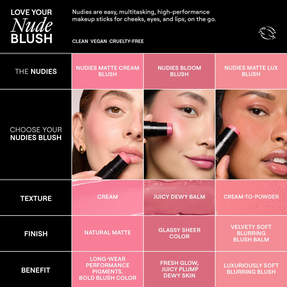 Nudestix Nudies Blush Stick clean vegan ingredients support skin-friendly makeup.
