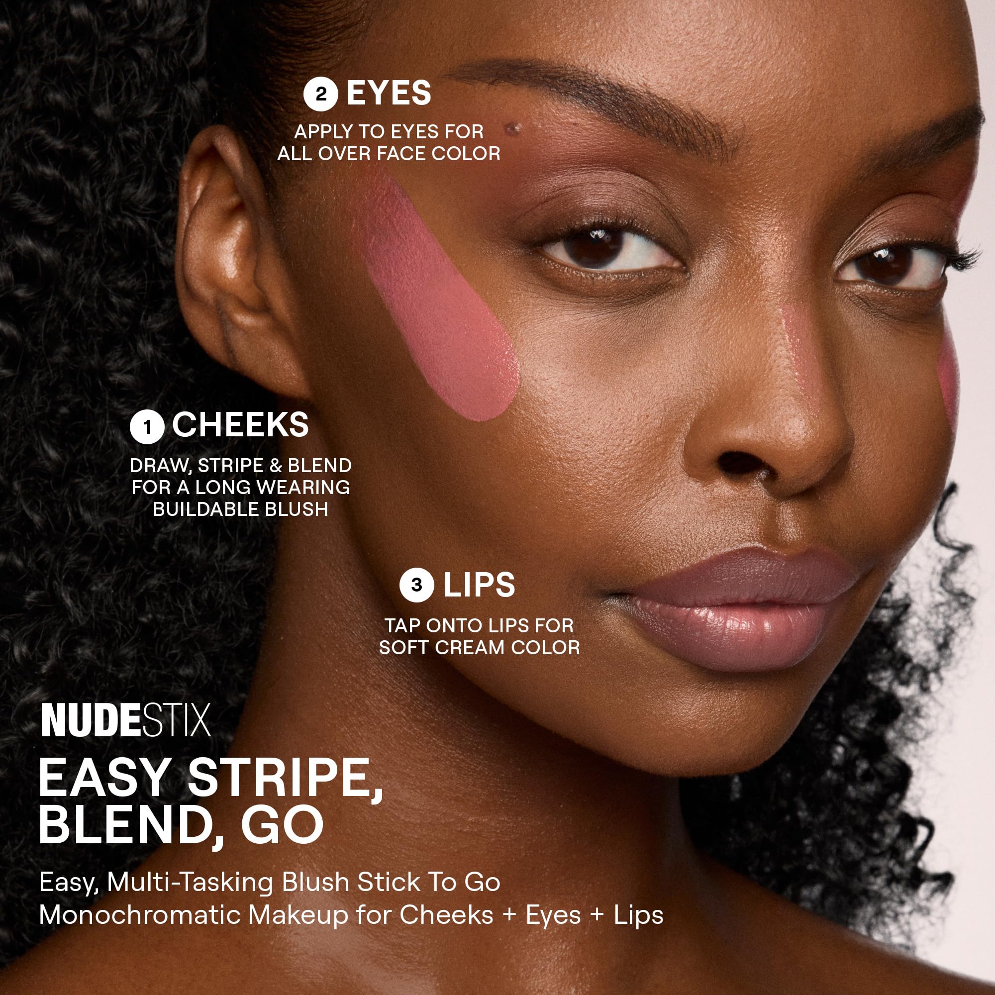 Nudestix Nudies Blush Stick cream texture close-up shows blendable soft matte finish.